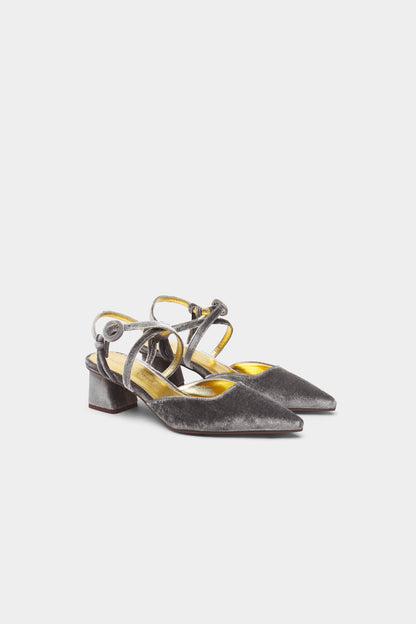 Amber Dark Grey Velvet Low